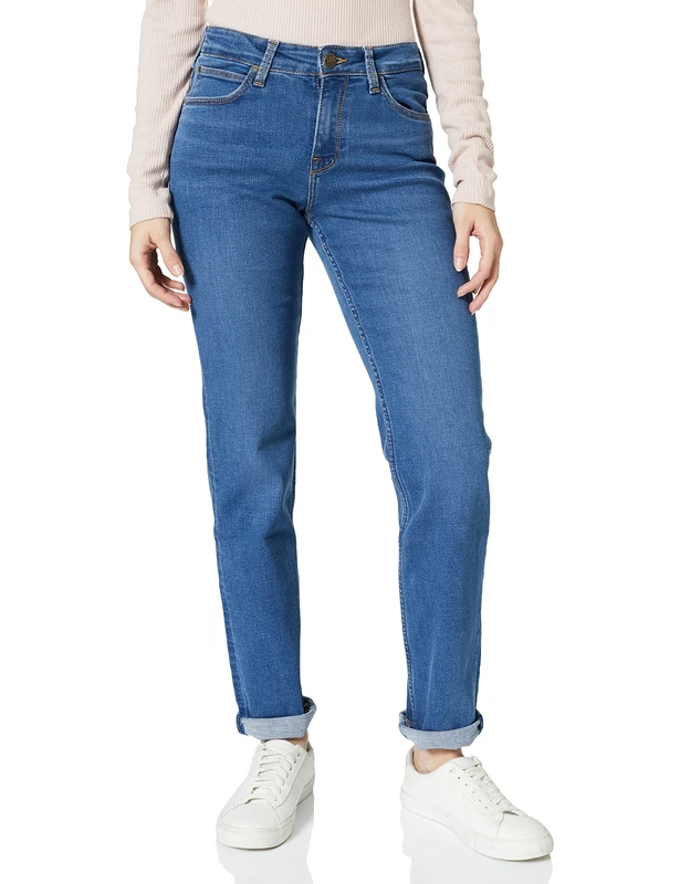 Lee Women's Marion Straight Jeans, Mid Ada, 27W x 33L