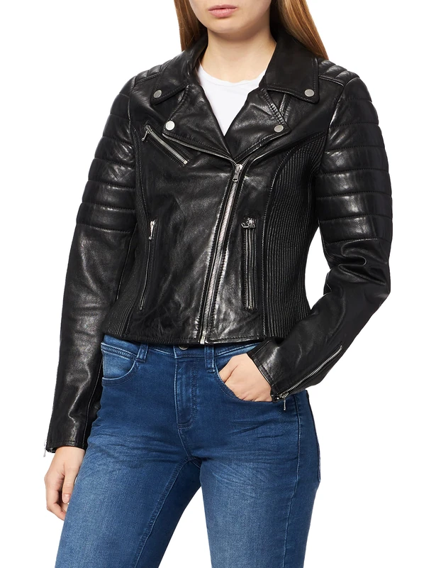 Freaky Nation Women's Cool Biker-FN Leather Jacket, Black, L