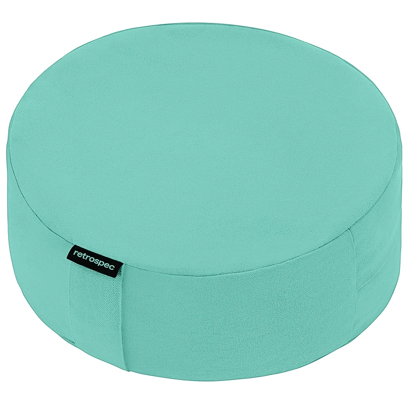 Retrospec Sedona Zafu Meditation Cushion Filled w/Buckwheat Hulls - Yoga Pillow for Meditation Practices - Machine Washable 100% Cotton Cover & Durable Carry Handle; Round, Sea Glass