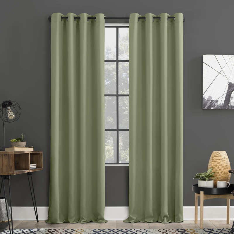 Sun Zero Soho 2-pack Blackout Energy Efficient Grommet Curtain Panel Pair, 54" x 108", Sage Green