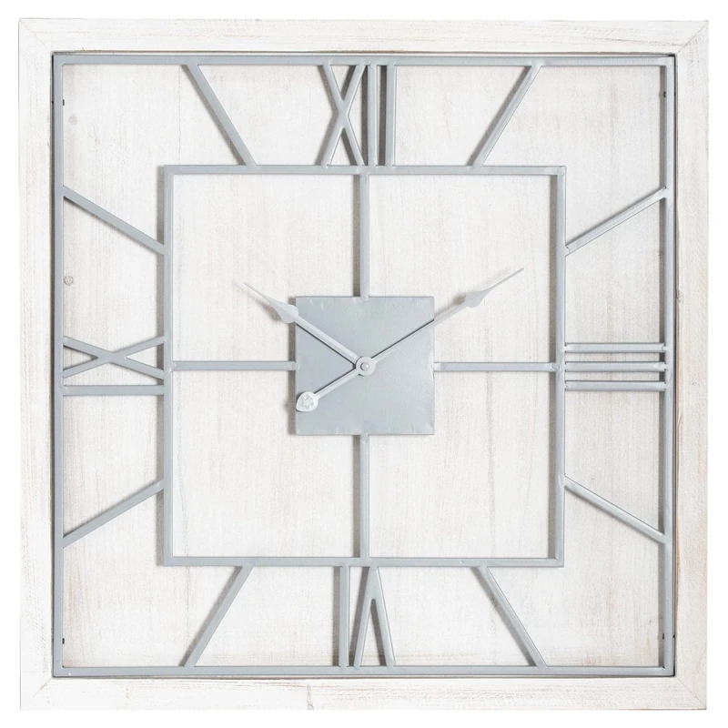 Hill Interiors Williston White Square Large Wall Clock, Mixed, 90 x 5 x 7.59 cm