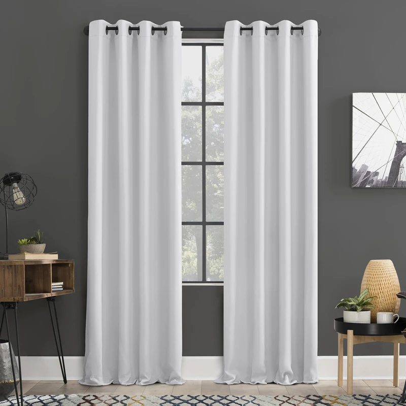Sun Zero Soho 2-pack Energy Efficient Blackout Grommet Curtain Panel Pair, 54" x 108", White