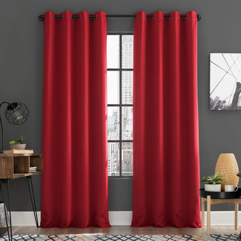 Sun Zero Soho 2-pack Blackout Energy Efficient Grommet Curtain Panel Pair, 54" x 84", Red
