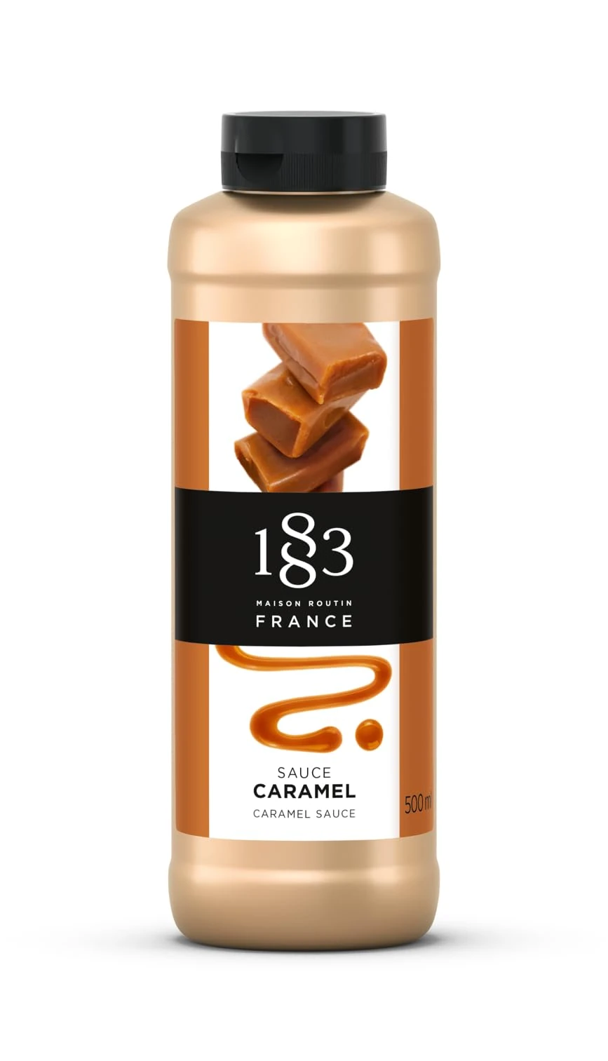 1883 Maison Routin Caramel Sauce 500ml – Gourmet Dessert Topping for Desserts, Cocktails, Hot Chocolates, Vegetarian, Nut-Free & Gluten-Free, Squeezy Bottle for Easy Use