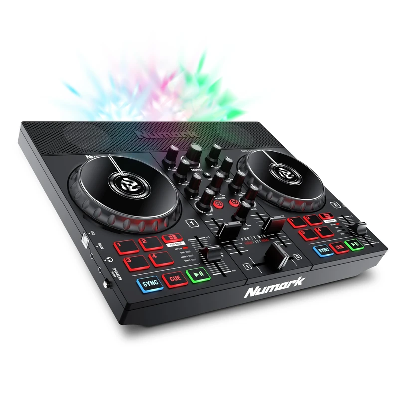 Numark Party Mix Live DJ Controller with Speakers, Lights, 2 Decks, Mixer, Audio Interface and Serato Lite