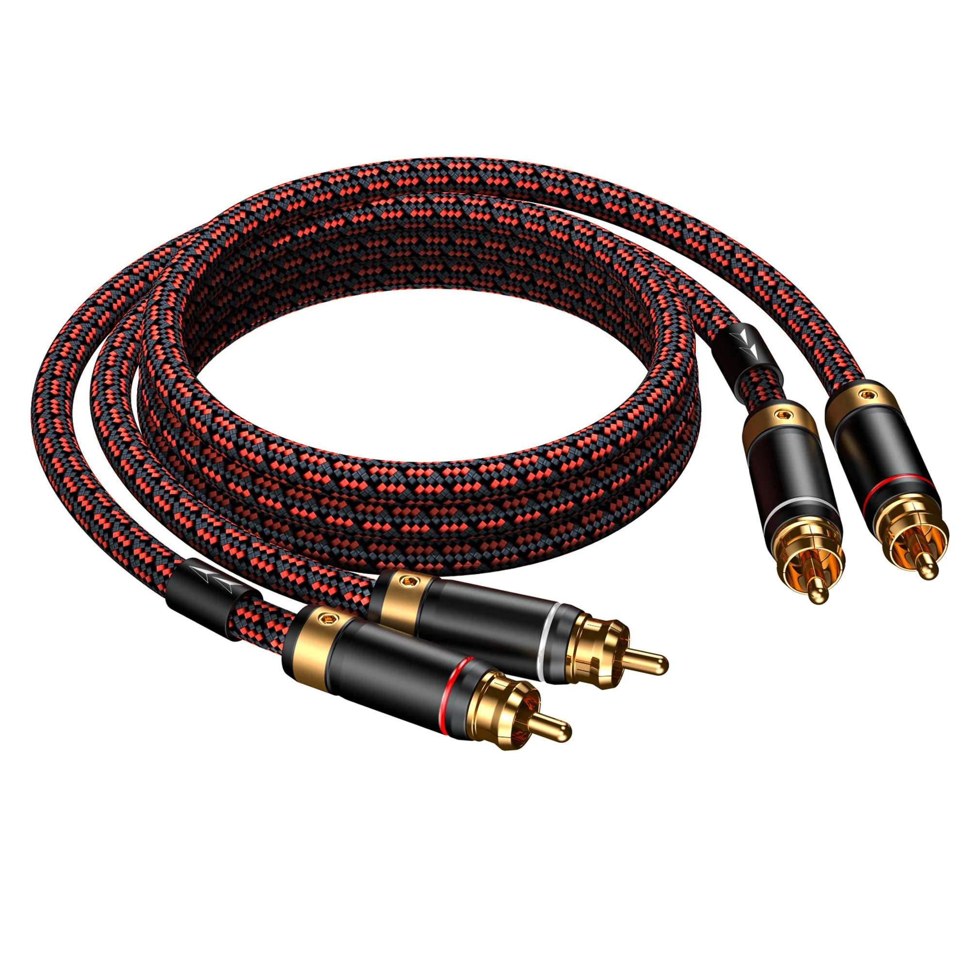 Primeda Audiophiles RCA Cable, 9.8ft/3m 2RCA male to 2RCA male Stereo Audio Cable Cord (Hi-Fi Sound) for Home Theater, Subwoofer, HDTV, Amplifiers, Hi-Fi Systems, Car Audio, Speakers –Red