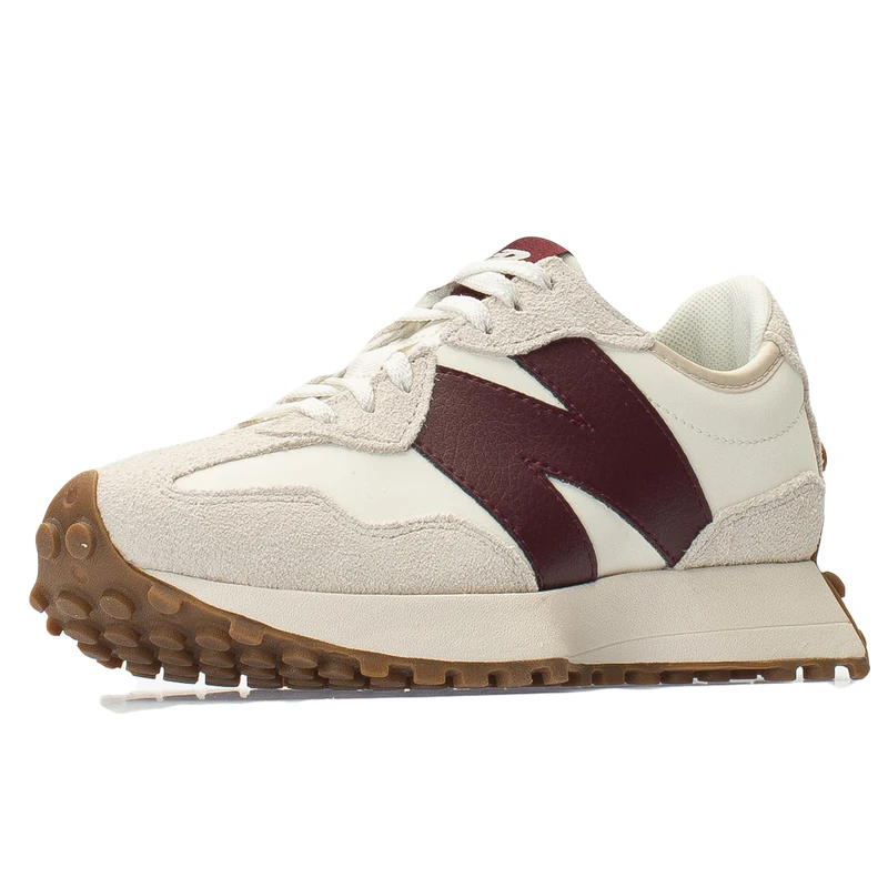New Balance Women's 327 Shoes, Moonbeam/Classic Burgundy, 4.5/M