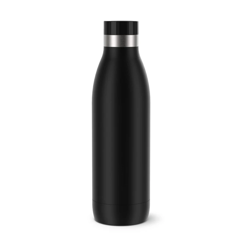 Emsa Bludrop N31109 Insulated Water Bottle, 0.7 Litres, 100% Leak-Proof, Quick-Press Closure, Ergonomic 360° Drinking Enjoyment, 12 Hours Warm, 24 Hours Cool, Easy to Clean, Stainless Steel, Powder