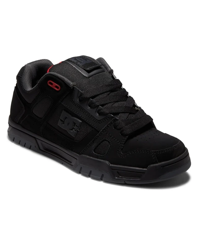Dc Shoes Stag-Leather Shoes for Men Sneaker, Black Grey red, 6 UK