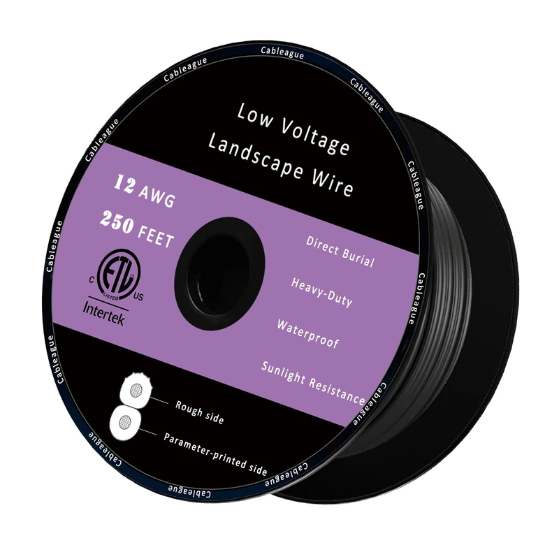 Cableague 12/2 Low Voltage Landscape Lighting Wire 250ft 12AWG*2C Waterproof Conductor Outdoor Direct Burial 250 feet Black