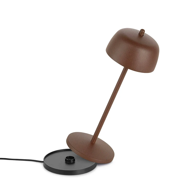 LA VILLE LUMIÈRE LVL Theta Wireless Rechargeable LED Table Lamp - Dimmer Lamp for Indoor and Outdoor Lighting IP65 - Lampshade Bedside Lamp for Bedroom, 2700-4000K, 9-24h (Corten Matte)