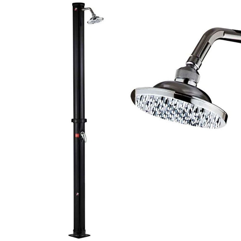 BAKAJI Solar Shower for Garden Outdoor Swimming Pool Camping Tank 20 Litres with Adjustable Shower Head Hot Water Mixer Garden Hose Connection Size 220 x 16.5 x 16.5 cm