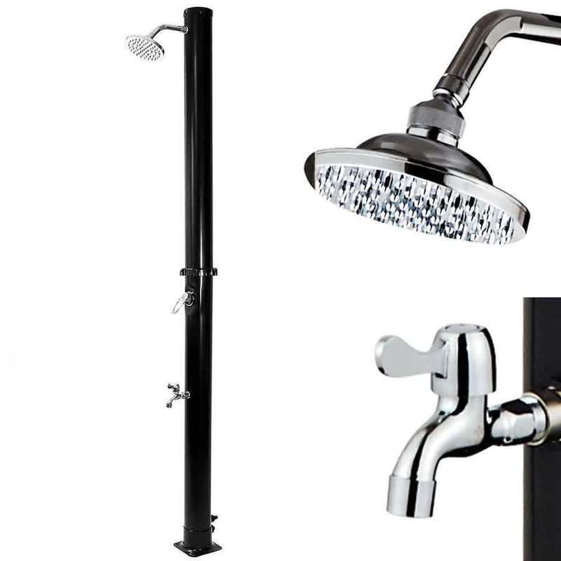 BAKAJI Solar Shower for Garden Outdoor Swimming Pool Camping Tank 20 Litres with Adjustable Shower Head Wash Feet Mixer Hot Water Connection Garden Hose Size 214 x 11.5 x 11.5 cm