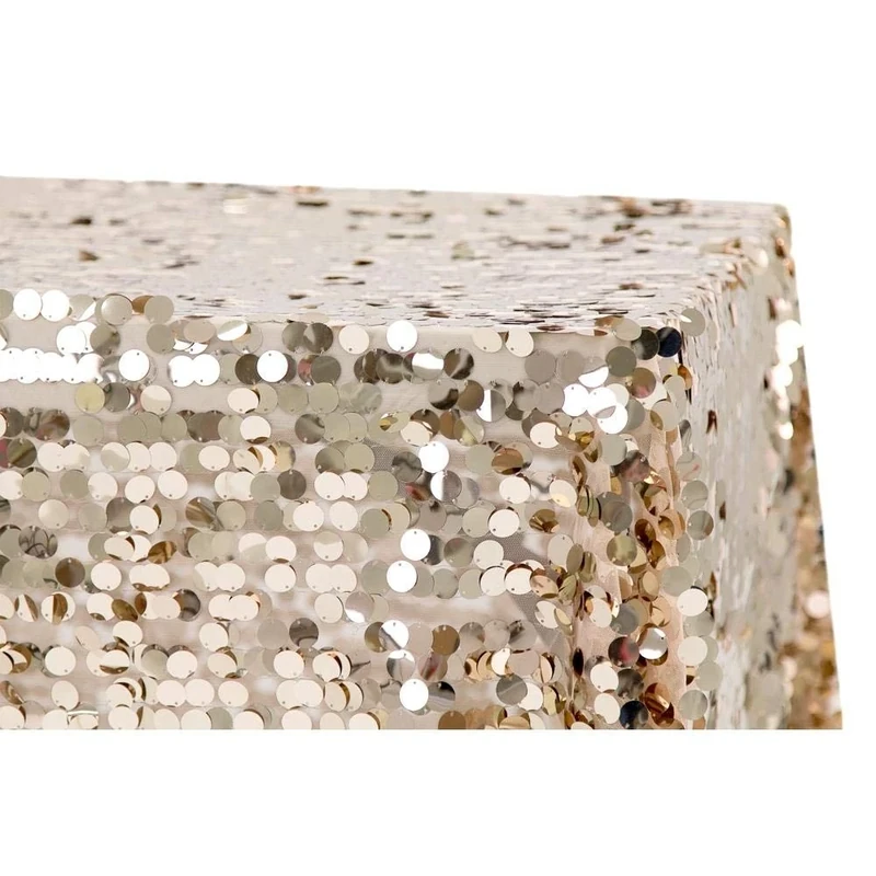 RCZ Decor 7840us Large Payette Sequins Table Cloth-229cm x 396cm | Rectangular | Champagne | 1 Pc