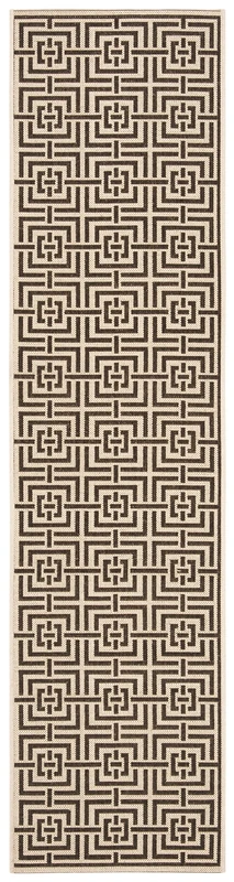 Safavieh Geometric Indoor/Outdoor Woven Runner Area Rug, Beachhouse Collection, BHS128, in Creme/Brown, 61 X 244 cm for Garden, Patio or Any Outdoor Space