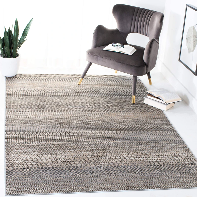 Safavieh Abstract Indoor Woven Rectangle Area Rug, Atlas Collection, ATL978, in Ivory/Beige, 183 X 274 cm for Living Room, Bedroom or Any Indoor Space