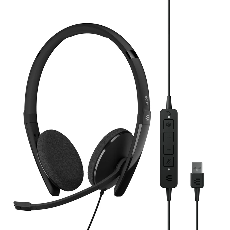 EPOS | Sennheiser ADAPT 160T USB II (1000901) - Wired, Double-Sided Headset – USB Connectivity, MS Teams Certified, UC Optimized – Superior Stereo Sound - Enhanced Comfort - Call Control - Black