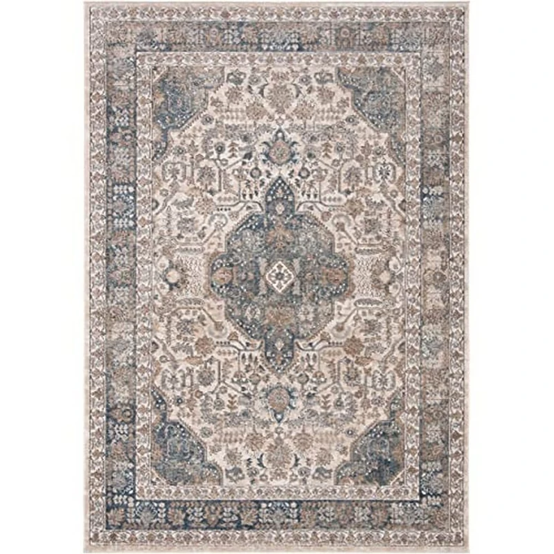 Safavieh Classic Indoor Woven Rectangle Area Rug, Oregon Collection, ORE870, in Beige/Grey, 152 X 213 cm for Living Room, Bedroom or Any Indoor Space