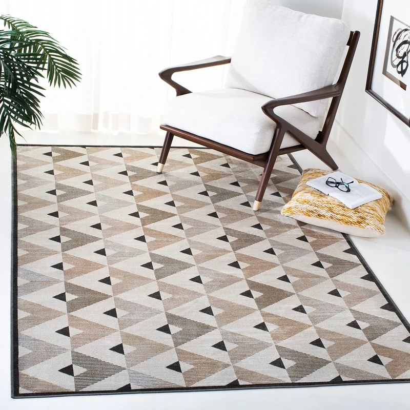 Safavieh Prism Rug for Living Room, Dining Room, Bedroom - Atlas Collection, Short Pile, in Ivory and Beige, 122 X 183 cm