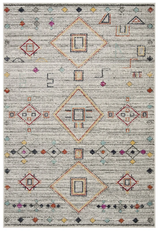 Safavieh Moroccan Boho Tribal Indoor Woven Accent Area Rug, Adirondack Collection, ADR208, in Light Grey/Red, 61 X 91 cm for Living Room, Bedroom or Any Indoor Space