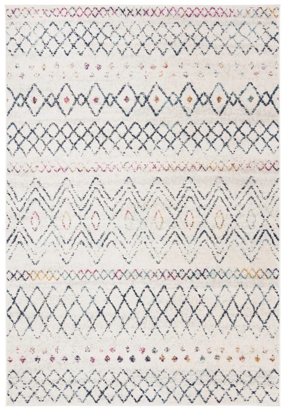 Safavieh Modern Chic Indoor Woven Accent Area Rug, Madison Collection, MAD798, in Ivory/Navy, 61 X 91 cm for Living Room, Bedroom or Any Indoor Space