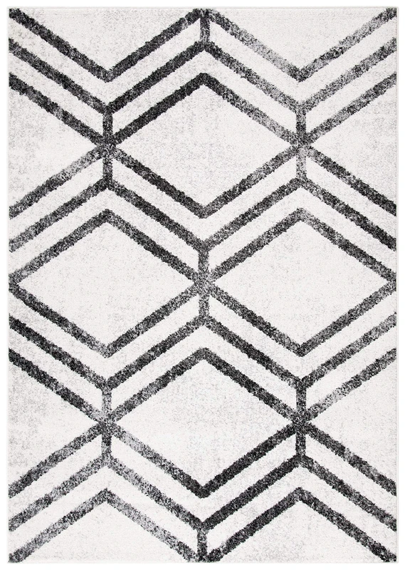Safavieh Modern Geometric Indoor Woven Accent Area Rug, Adirondack Collection, ADR253, in Ivory/Charcoal, 61 X 91 cm for Living Room, Bedroom or Any Indoor Space