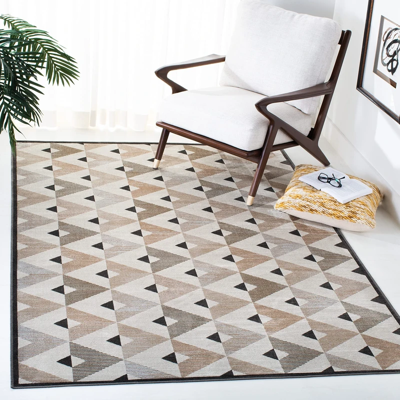 Safavieh Prism Rug for Living Room, Dining Room, Bedroom - Atlas Collection, Short Pile, in Ivory and Beige, 183 X 274 cm