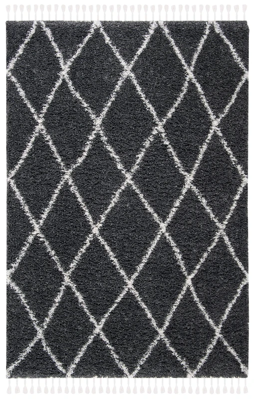 Safavieh Shaggy Indoor Woven Rectangle Area Rug, Moroccan Tassel Shag Collection, MTS359, in Grey/Ivory, 91 x 152 cm for Living Room, Bedroom or Any Indoor Space