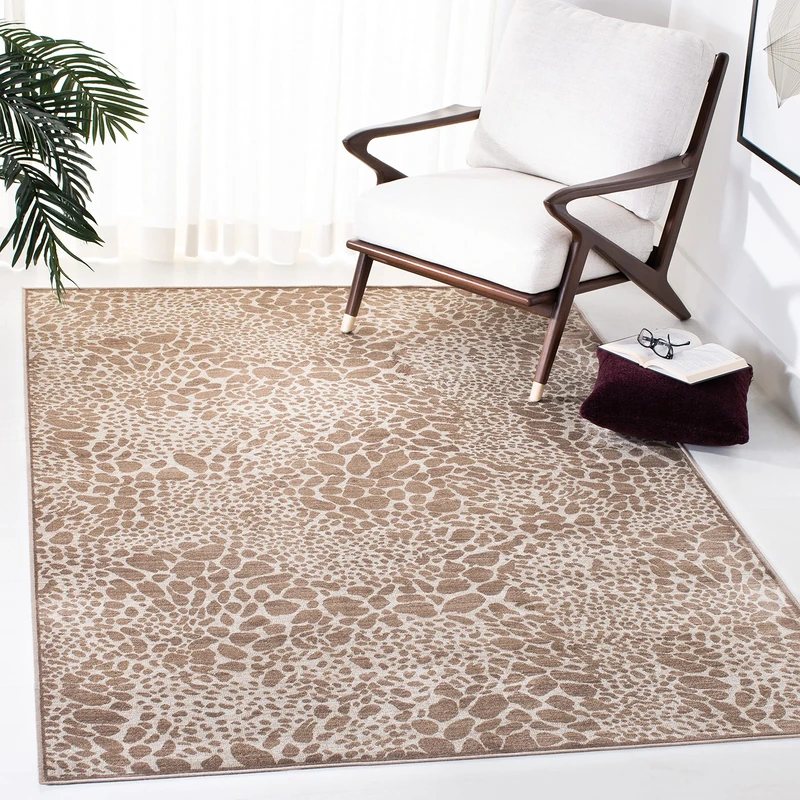 Safavieh Animal Print Indoor Woven Rectangle Area Rug, Atlas Collection, ATL985, in Camel/Stone, 79 X 122 cm for Living Room, Bedroom or Any Indoor Space