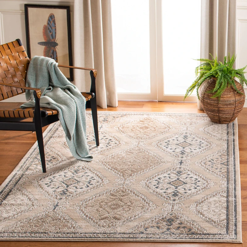 Safavieh Classic Indoor Woven Rectangle Area Rug, Oregon Collection, ORE885, in Grey/Grey, 155 X 229 cm for Living Room, Bedroom or Any Indoor Space