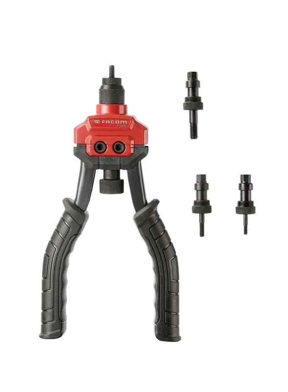 FACOM Y.107CPB - Blind Nut Plier - 2-Hand Operation - Compatible with 4 Mouthpieces - Robust and Durable Material - Tools for Professionals and Individuals