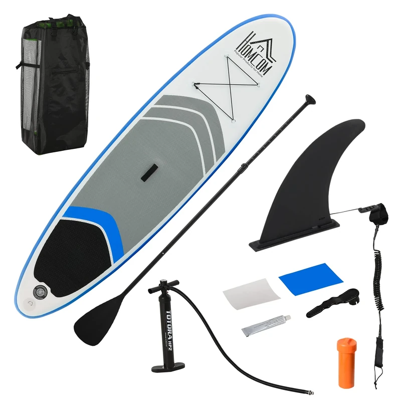 HOMCOM 10ft Inflatable Stand Up Paddle Board SUP Accessories Carry Bag Non-Slip Deck Adj Paddle Pump Leash Blue - Image 1