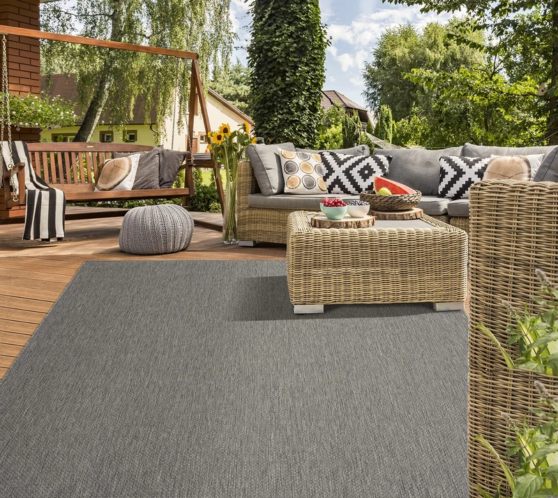 Mia's Teppiche Lara In- and Outdoor Rug, Flat Fabric, 140x200 cm, Anthracite