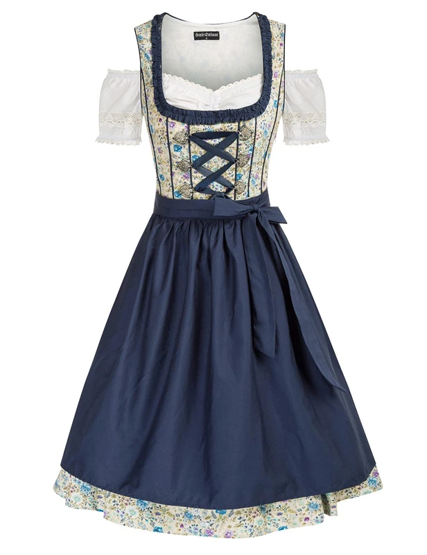 SCARLET DARKNESS Oktoberfest Carnival Costumes for Women German Dirndl Cosplay Dress, Deep Blue, XL