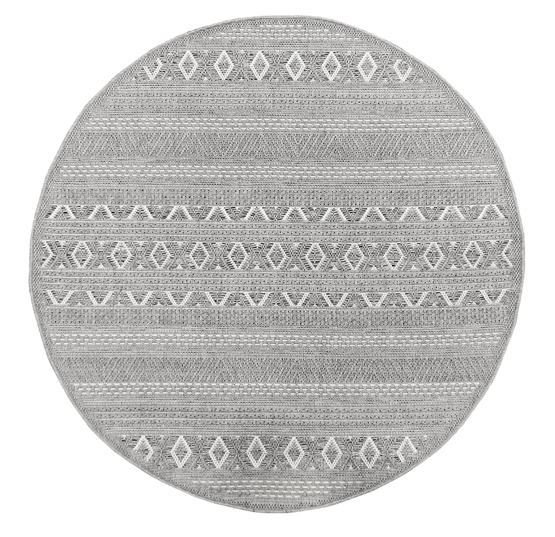 the carpet Calgary - Robust, weatherproof & UV resistant outdoor carpet for balcony, terrace, conservatory, kitchen or dining room - Plain grey - 160 x 160 cm Round