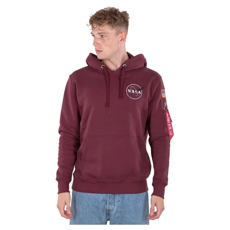 Alpha Industries Space Shuttle Hoody Hooded Sweat for Men Burgundy
