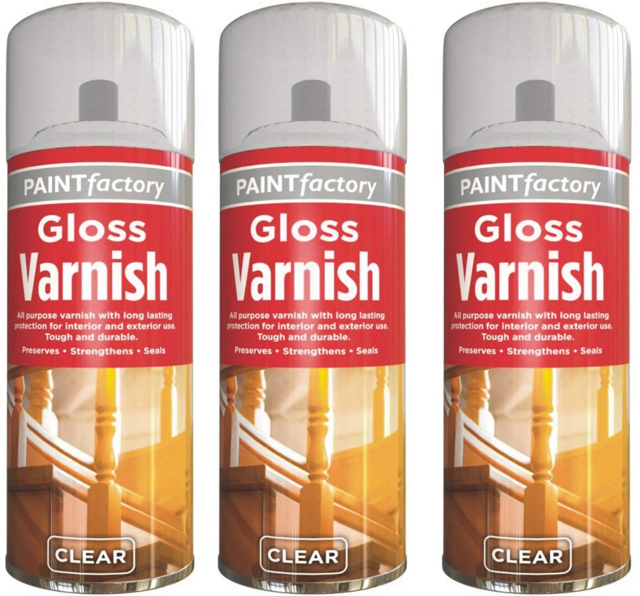 3 x 250ml Clear Gloss Varnish Spray – Acrylic Wood Finish Spray for Indoor & Outdoor Use – Quick Dry, Durable Sealer for Furniture, Craft, Paint, All-Purpose Protection HitlineUK