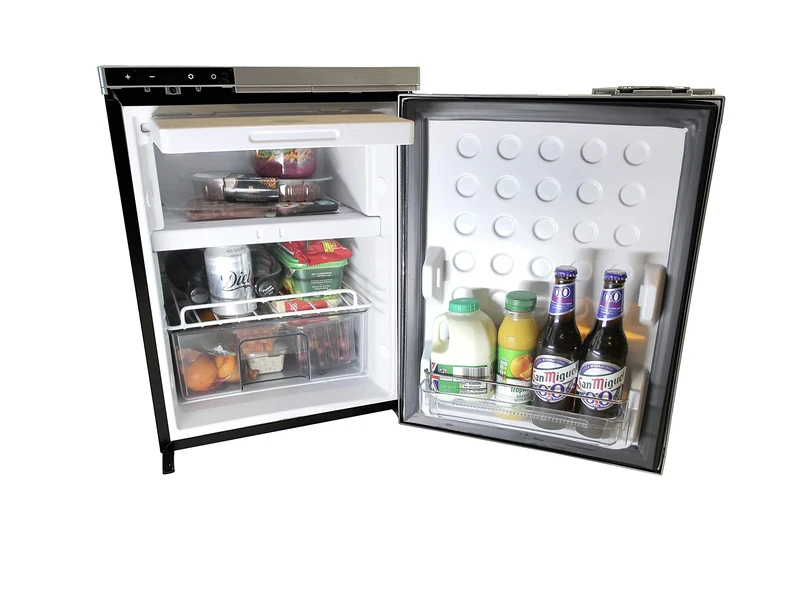 Just Kampers JKF50 12v Compressor Fridge Refrigerator Silver with Removable Freezer Compartment 42L for use in Campervans, Motorhomes, Caravans, Horseboxes and Marine Applications