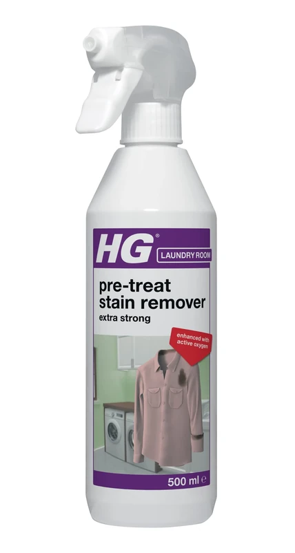 HG Laundry Pre-Treat Stain Remover, Extra Strong Pre-Wash Clothing & Fabric Spray with Active Oxygen, Removes Spots & Stains, Heavy Duty Formula Ideal for Whites & Colours – 500ml (649050106)