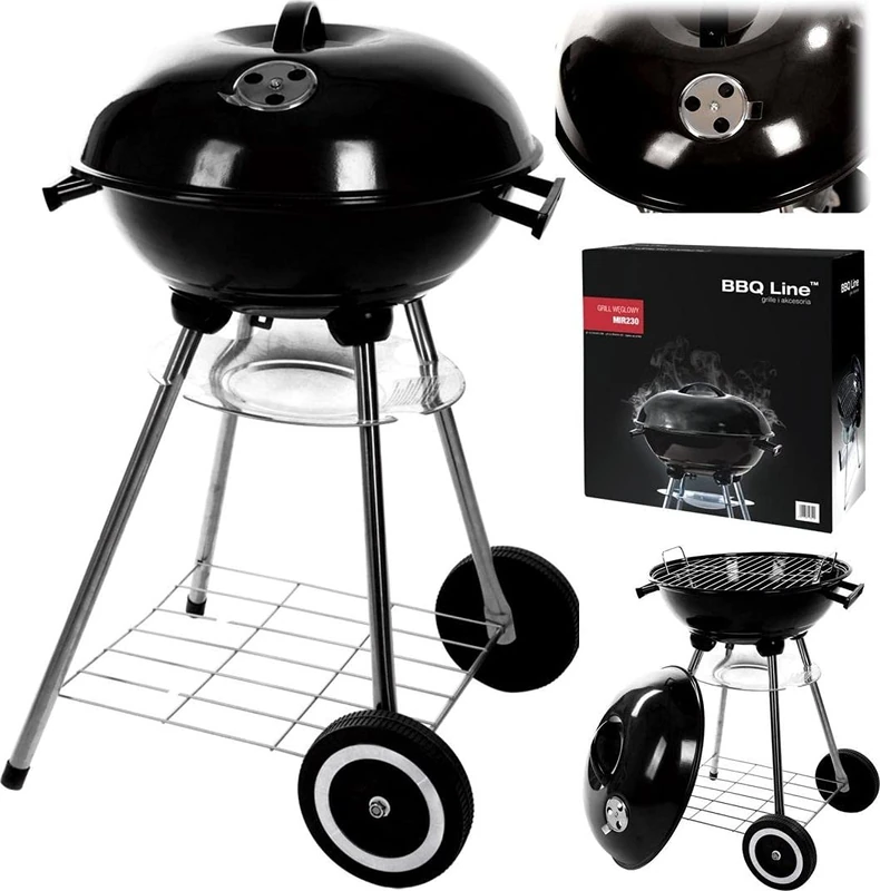 Mirpol BBQ Grill Charcoal Kettle Barbecue Free Standing Outdoor Garden Picnic Party Camping Black