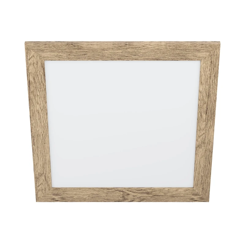 Eglo Flush Ceiling Light Piglionasso, LED Panel with Decorative Frame Made of Flamed Wood, Square Wooden Kitchen, Office and Hallway lamp, Neutral White Lighting, 19.7 inches