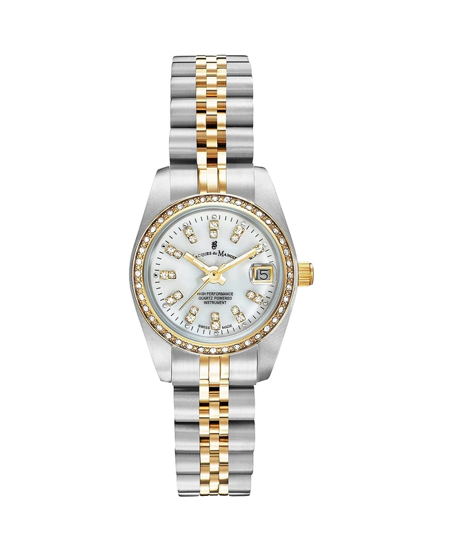 Jacques Du Manoir Ladies Swiss Mde Inspiration Silver & Gold Plated Stainless Steel Bracelet Watch