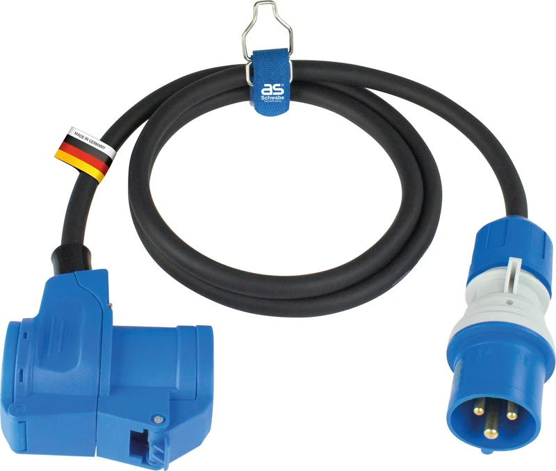 as - Schwabe Camping Extension Cable 1.5 m - 230V/16A/3-Pin - CEE Plug with Voltage Indicator - CEE Angle Coupling + Earthing Contact Socket - Motorhome Extension Cable - IP44, 61403
