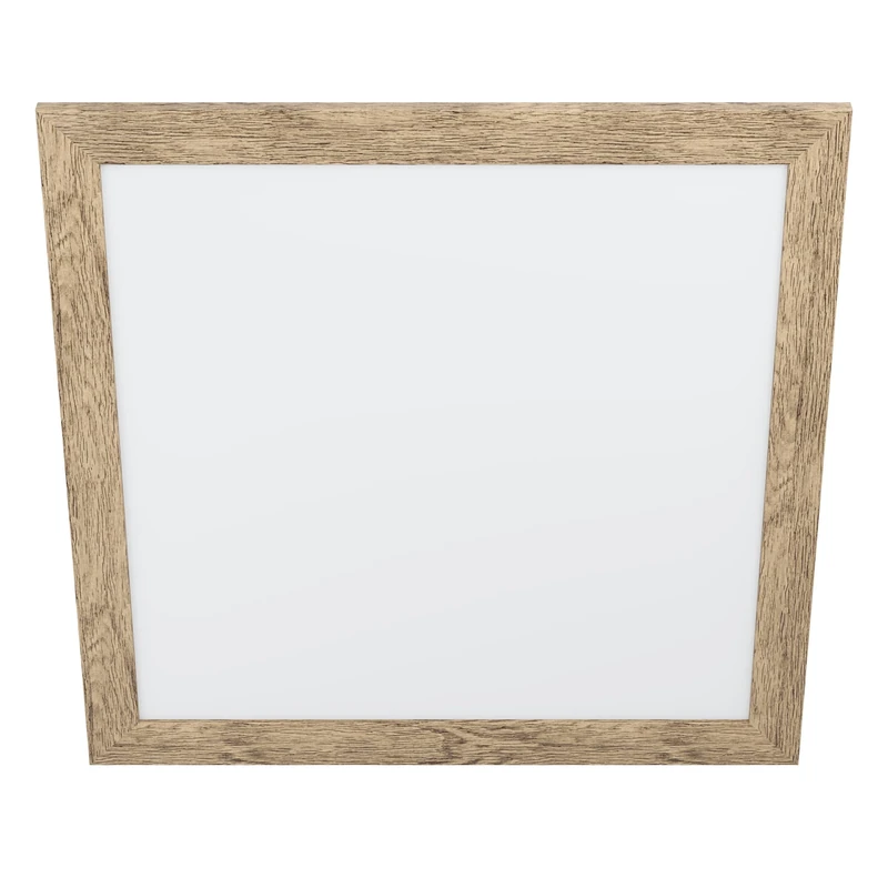 Eglo Flush Ceiling Light Piglionasso, LED Panel with Decorative Frame Made of Flamed Wood, Square Wooden Kitchen, Office and Hallway lamp, Neutral White Lighting, 25.4 inches