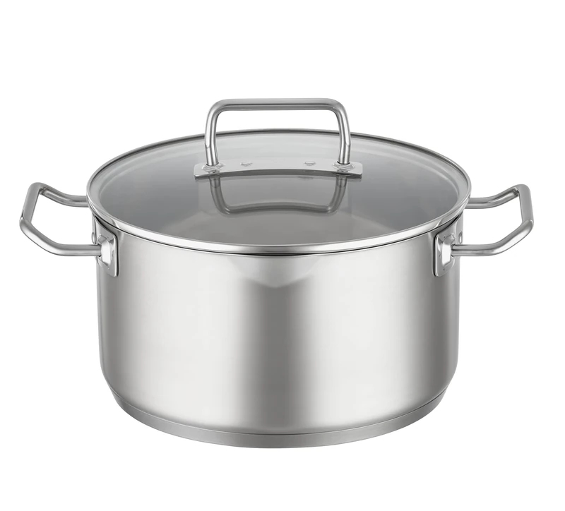 RÖSLE Expertiso Saucepan, Universal Pot Made of 18/10 Stainless Steel, 24 cm, Glass lid, Scale Inside, Suitable for Induction cookers, Dishwasher Safe