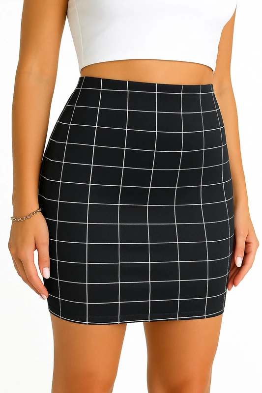 Oh! Pretty Women's Print Mini Skirt UK Short Black Skirt Classic Mini Stylish Skirts for Women UK Black Pencil Skirt Perfect for Work or Night Out – Trendy, Elegant, and Flattering Fit
