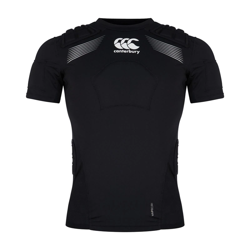 Canterbury Adult Unisex Pro Protection Rugby Vest | Protect Chest & Shoulders | Breathable | Lightweight and Flexible Protective Vest, Black/Whte/Silver, M