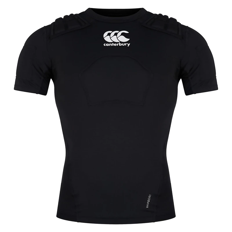 Canterbury Adult Unisex Pro Protection Rugby Vest | Protect Chest & Shoulders | Breathable | Lightweight and Flexible Protective Vest, Black/Whte/Silver, M
