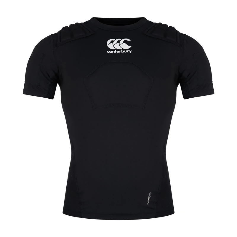 Canterbury Adult Unisex Pro Protection Rugby Vest | Protect Chest & Shoulders | Breathable | Lightweight and Flexible Protective Vest, Black/Whte/Silver, L