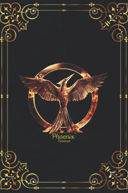 phoenix notebook: 120-page notebook, size (6×9) inches, white papers and glossy cover, gold and black color.